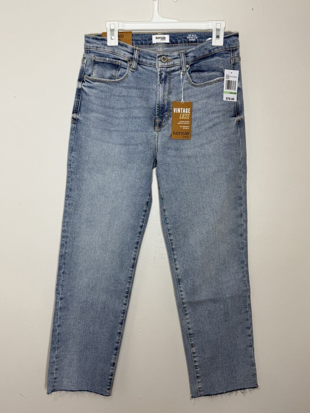 Kensie High Rise Slim Jeans Womens 8 Lismore Wash Denim Stretch Distressed